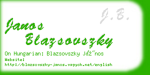 janos blazsovszky business card